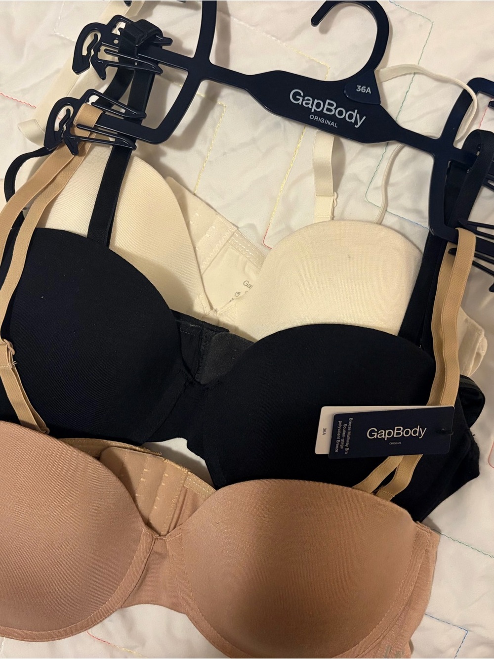 GapBody Bras - Black, Nude, Cream (3-Pack) 36A